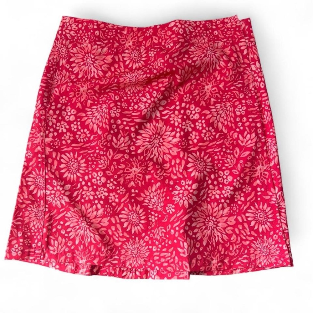 Rip Skirt Red Floral Wrap Skirt With Velcro Closure Size Small Beach Surf Summer